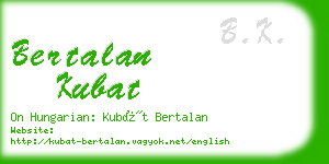 bertalan kubat business card